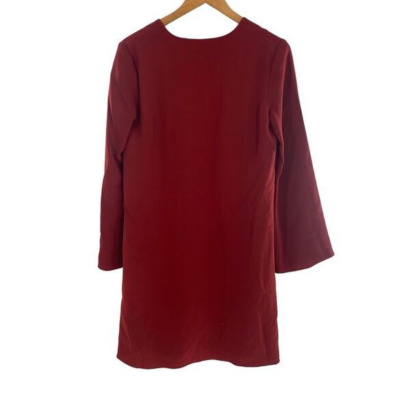 Theory Ulyssa Admiral Crepe Shift Dress Size S Brick Rust Red Bell Sleeve - Picture 8 of 12